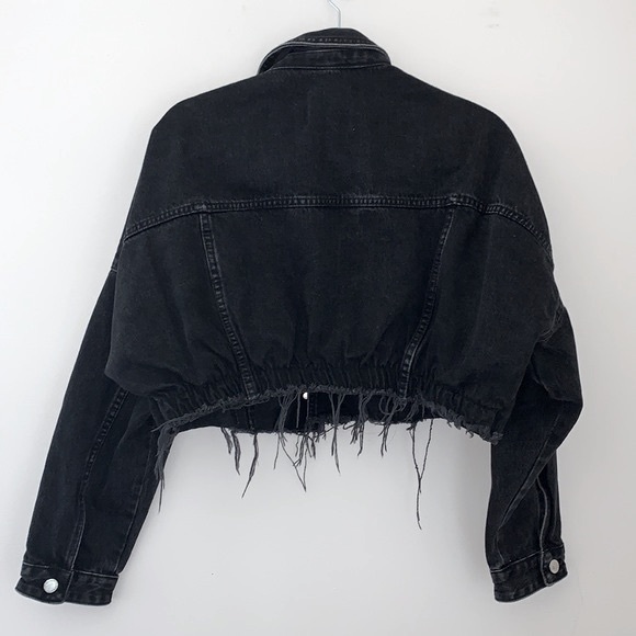 Zara Authentic Denim by TRF Cropped Jacket w Accent Elastic Back Waist Detail - Picture 5 of 6